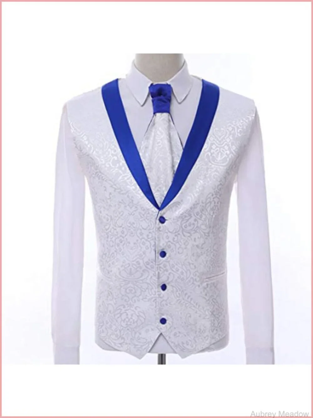 Slim Fit Floral Tuxedo 3 Piece Suit Jacket Vest Pants Prom Wedding